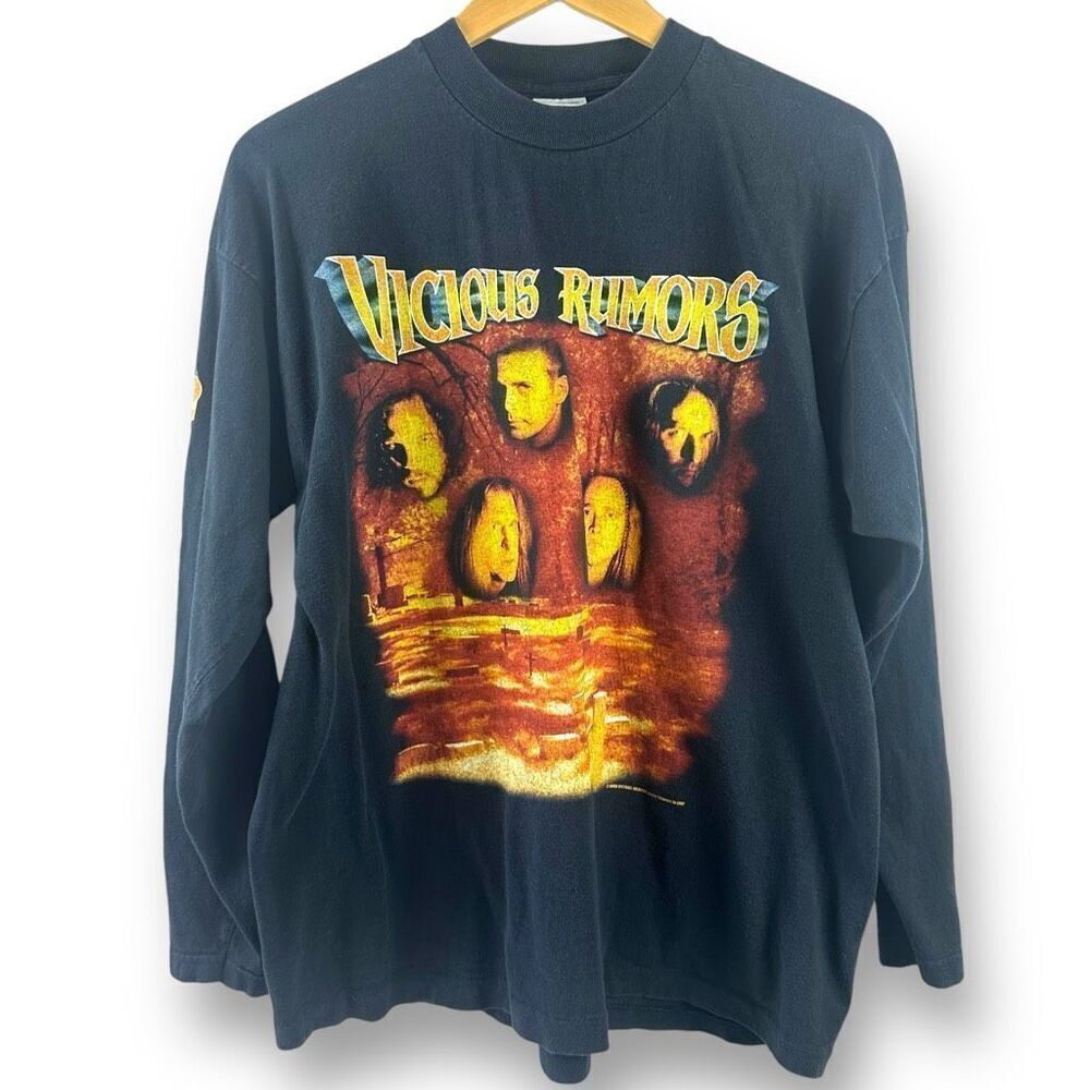 Vintage Vicious Rumors Long Sleeve Band Tee Size XL Black 1998 Cyberchrist Tour